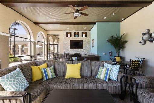 Large couch in community veranda in Orlando, FL 32827