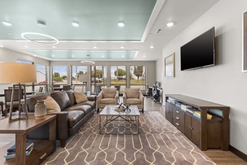 River Flats TV viewing area in the large clubhouse