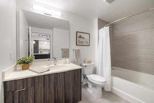 A bathroom with a white toilet, a sink, and a bathtub.