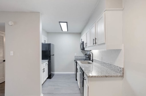 a beautifully renovated kitchen at The Onyx Hoover Apartments
