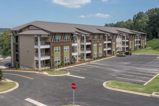 The newly constructed apartment home exteriors at Canopy Park Apartments in Pelham, AL