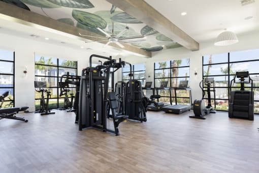 large fitness center with strength and cardio equipment at Lake Nona Concorde