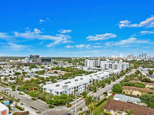 A view of a city from a high vantage point.