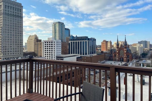 Rooftop deck overlooking downtown Birmingham, AL at Goodall-Brown Lofts