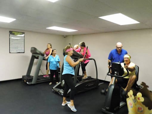 Residents enjoying the gym at B'nai B'rith I, II, III deerfield apartments in deerfield beach, FL