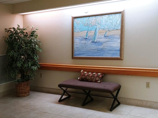 hallway seating at B'nai B'rith I, II, III deerfield apartments in deerfield beach, FL