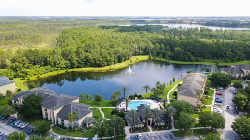 Ariel view of property and lake