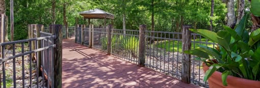 Walking trail with scenic views and bridge