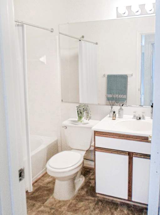 A white toilet sits next to a sink in a bathroom.