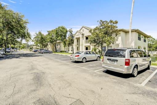 Building exterior with parking lot