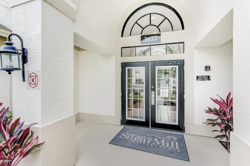 Club House Entrance with plants ass décor