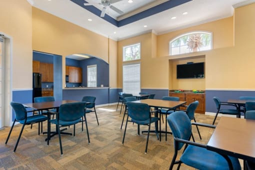 Community Clubhouse Room with Tables and Chairs