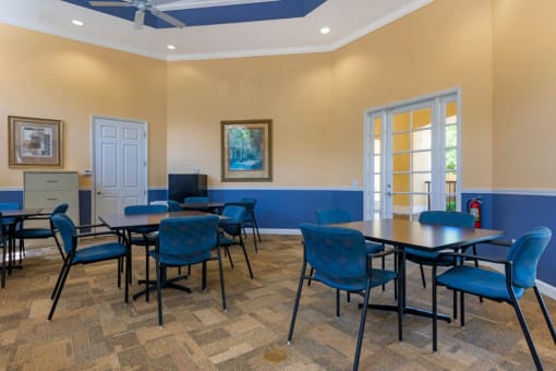 Community Clubhouse Room with Tables and Chairs