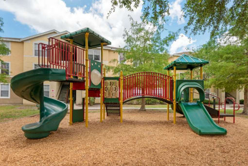 Large Colorful Playground on Mulch