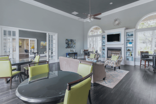 Clubhouse lounge with seating areas