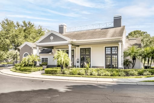 Clubhouse exterior with native landscaping