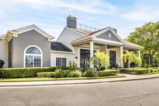 Clubhouse exterior with native landscaping