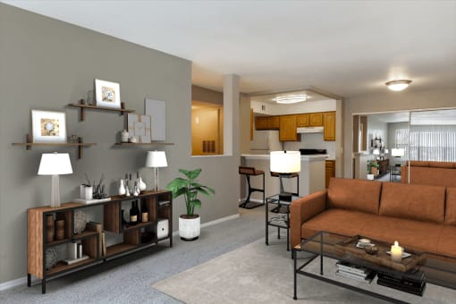 Virtually staged living room