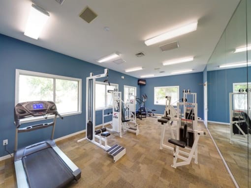Fitness Center with Exercise Equipment at Holly Cove Apartments, Orange Park, FL