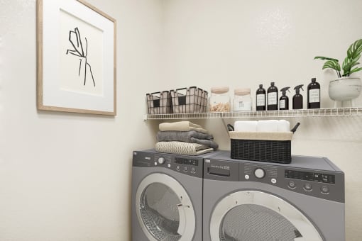 a washer and dryer in a laundry room
