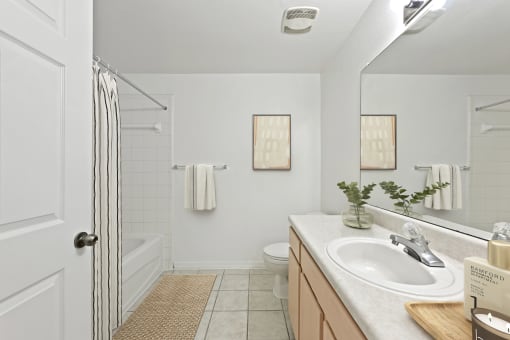 Bathroom with white walls and a white sink