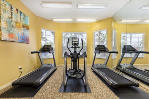 Yellow Fitness Center with Treadmills and Elliptical