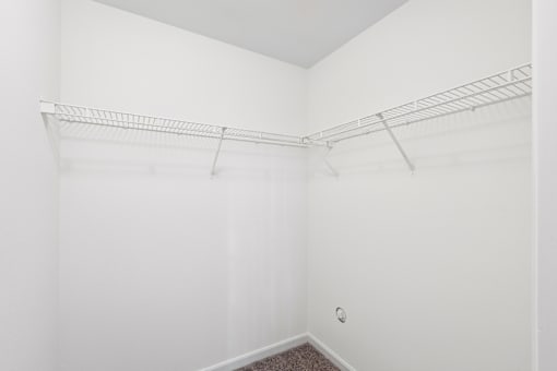 a closer with wire shelves
