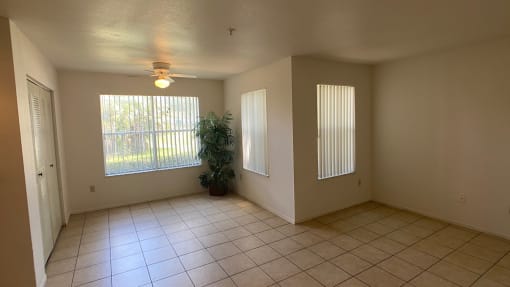 Tile living room with solarium.
