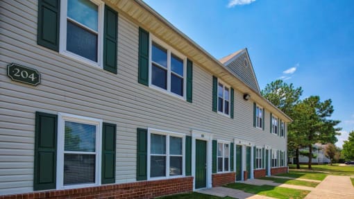 Apartment Building Exterior with Walkway