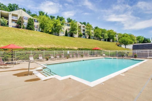 Swimming Pool and Sun Deck with Lounge Chairs