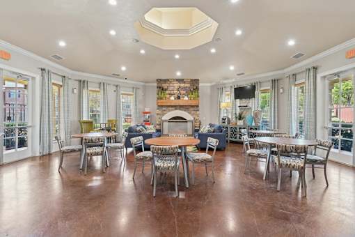 clubhouse lounge area with tables and chairs