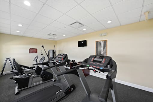 the gym at the enclave at woodbridge apartments in sugar land, tx