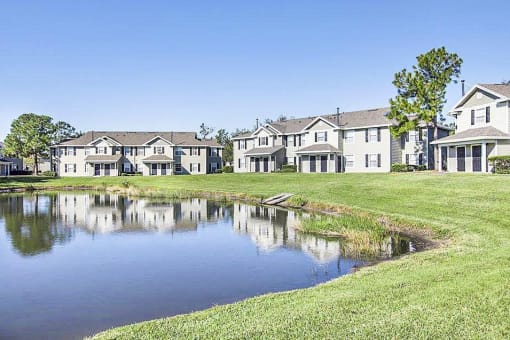 building exterior with lake views.