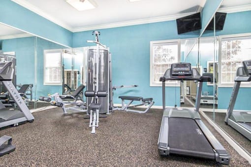 Fitness center with strength and cardio equipment.