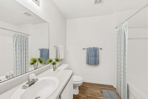 a bathroom with a white sink and toilet next to a white bathtub