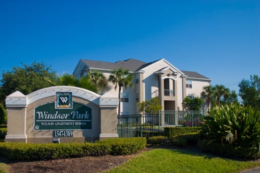 Monument Sign of property with landscaping