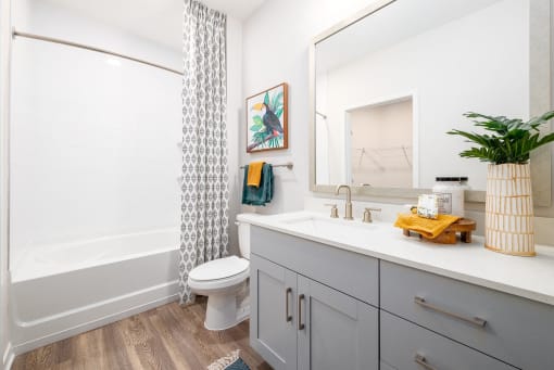 a bathroom with a tub and a toilet and a sink