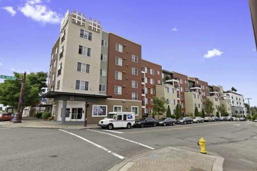 View of Property and property entrance from across the street at Arabella Apartment Homes, Shoreline