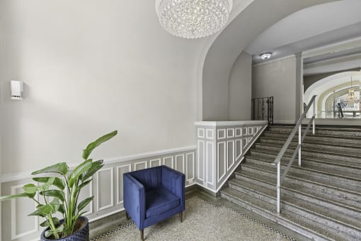 a view of the lobby from the landing at Charbern Apartment Homes, Washington