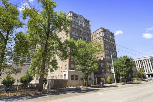 a view of the property building from the street at Malloy Apartment Homes, Seattle, WA