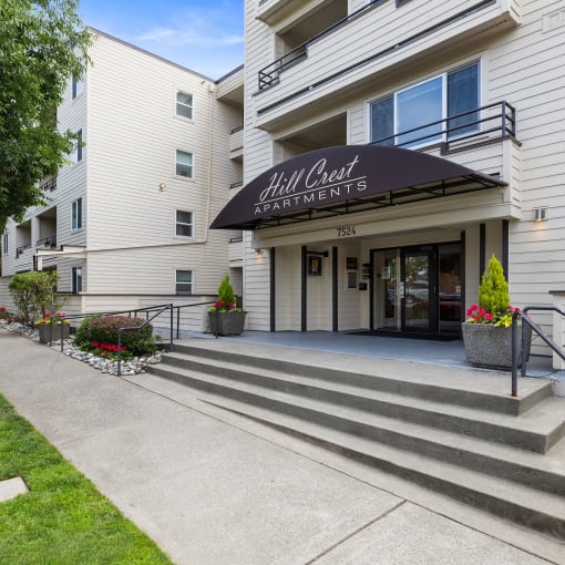 a picture of the hill crest apartments entrance