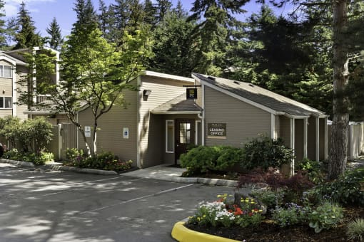 The Welcome Building with a Spacious Parking Lot at Park 210 Apartment Homes, Edmonds, 98026