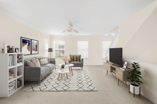 Living Room With TV at Mainstreet Village, Michigan