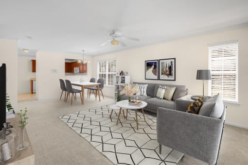 Living Area With Dining View at Mainstreet Village, Novi