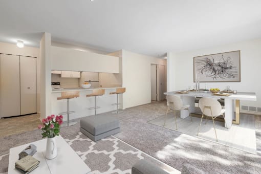 Living Area With Kitchen at Adams Creek, Auburn Hills, MI, 48326