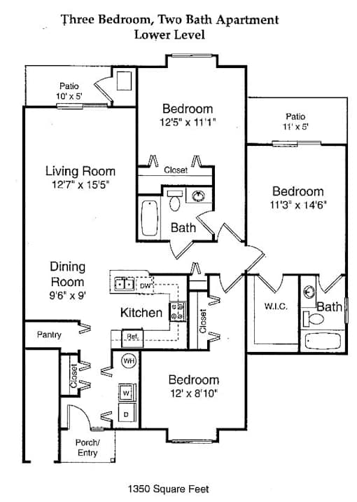 Three Bedroom Lower Floor Plan