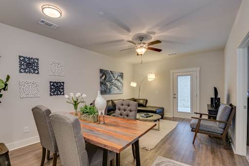 Dining area and living room at McHenry Square Apartments, Georgia