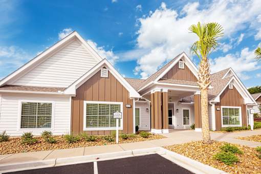 Clubhouse exterior at The Vista Apartments & Townhomes, Warrenville