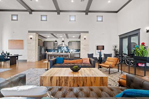 a living room with couches and a coffee table