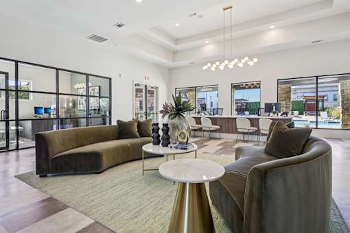 modern living room at Vine + Vail Townhomes and Apartments, Grapevine